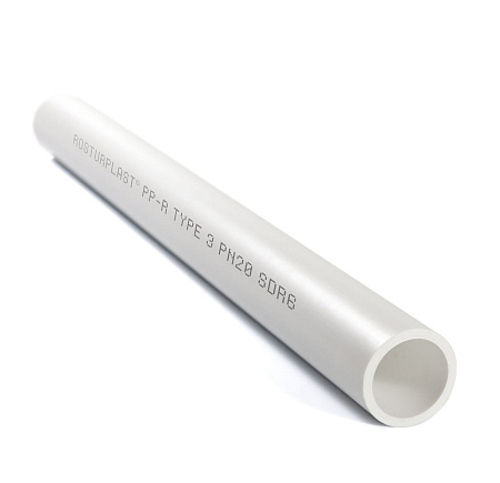 Труба PP-RGF белая армированная стекловолокном (50 мм х 10 мм)